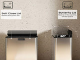 Dual Kitchen Bin with Soft-Close Butterfly Lid, 2 x 28L Stainless Steel Pedal Bin with Removable T3398P552546