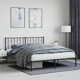 Metal Bed Frame without Mattress with Headboard Black 160x200cm 374440