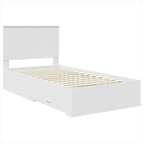 Bed Frame with Headboard White 100 x 200 cm Engineered Wood 3411341