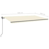 Manual Retractable Awning with Posts 6x3 m Cream 3070197