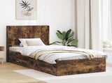 Bed Frame with Storage and Headboard Smoked Oak 100 x 200 cm 3414145