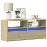 TV Wall Cabinet with LED Lights Sonoma Oak 100x31x45 cm 852336