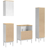 Bathroom Furniture Set FLORO 4 pcs White Solid Pine Wood 3385886