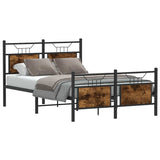 Bed Frame without Mattress Smoked Oak 120x190 cm Small Double Engineered Wood 4106758