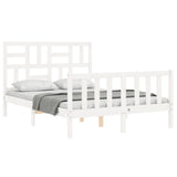 Bed Frame without Mattress White Small Double Solid Wood Pine 3193047