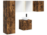 Bathroom Cabinet Set 5 pcs Smoked Oak Engineered Wood 3407355