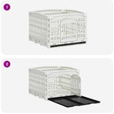 4 Panel Dog Playpen 122 x 106.5 x 82 cm Plastic White Foldable 42027215
