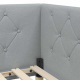 Corner Bed Frame with Headboard Light Grey 90 x 190 cm Fabric 42016561