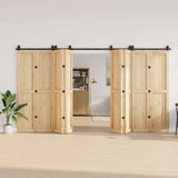 Sliding Door Hardware Kit 400 cm Steel Black 3295802