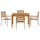 Garden Dining Set 5 pcs Beige Solid Acacia Wood 3365534