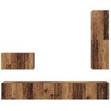 Wall TV Cabinet Wall-mounted 4 pcs Old Wood Engineered Wood 3393174