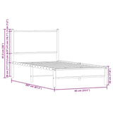 Metal Bed Frame without Mattress Brown Oak 80x200 cm 4007913
