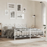 Metal Bed Frame without Mattress with Footboard White 193x203cm 376201