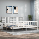 Bed Frame without Mattress White 200x200 cm Solid Wood Pine 3191992