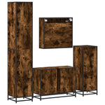 ZNTS 4 Piece Bathroom Furniture Set Smoked Oak Engineered Wood 3301242