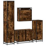 4 Piece Bathroom Furniture Set Smoked Oak Engineered Wood 3301242