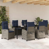 Garden Dining Set with Cushion 7 pcs Grey Poly Rattan 3380468