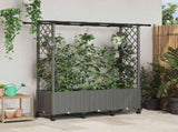 Raised Bed with Trellis and Roof Light Grey 162.5 x 40 x 142 cm 3423119