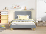 Children's Bed Frame with Headboard Light Grey 80 x 160 cm 42010984