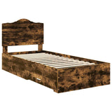 Bed Frame with Drawer Smoked Oak 100 x 200 cm Engineered Wood 3413643