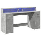 Desk with LED Lights Concrete Grey 160x55x91 cm Engineered Wood 3309432