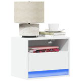 ZNTS Wall-mounted Bedside Cabinet with LED Lights White 852061