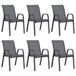 Stackable Garden Chairs 6 pcs Grey Textilene Fabric 318784