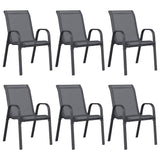 318784 Stackable Garden Chairs 6 pcs Grey Textilene Fabric