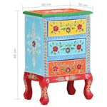 ZNTS Hand Painted Bedside Cabinet 40x30x60 cm Solid Mango Wood 321667