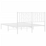 Metal Bed Frame without Mattress with Headboard White 140x190cm 374486