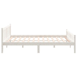 Bed Frame without Mattress White Solid Wood King Size 810685
