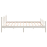 Bed Frame without Mattress White Solid Wood King Size 810685