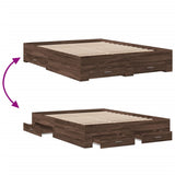 Bed Frame with Drawers without Mattress Brown Oak 160x200 cm 3280376