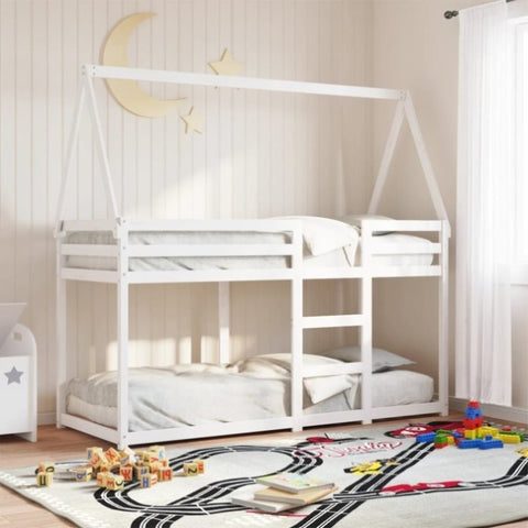 ZNTS Bunk Bed without Mattress White 75x190 cm Small Single Solid Wood Pine 3282090