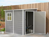 4'x5' Garden Storage Shed, Lean to Shed, Lockable Garden Shed with Window, Vent and Plastic Roof, T3398P313539