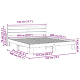 Bed Frame with Headboard without Mattress 180x200 cm Solid Wood Oak 3315725
