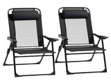Set of 2 Portable Folding Recliner Metal Outdoor Patio Chaise Lounge Chairs with Adjustable T3398P323820