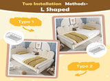 Upholstered Daybed with Pull-Out Bed, Crown-shaped Trundle Bed, 3FT Single Sofa Bed 90 x 190 cm, N601P431271B