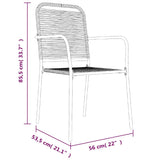 Garden Dining Set Black Cotton Rope Medium Stackable Dining Set 3156540