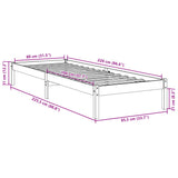 Extra Long Bed Frame without Mattress 80x220 cm Solid Wood Pine 852414