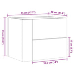 ZNTS Wall-mounted Bedside Cabinet Grey Sonoma 45x30x35 cm 848335