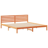 Bed Frame with Headboard Wax Brown 180 x 210 cm Solid Pine Wood 872319