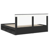 Bed Frame with Headboard Black 200 x 200 cm Solid Pine Wood 3410966