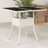 Garden Table with Glass Top White 80x80x75 cm Poly Rattan 368132
