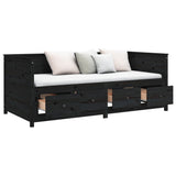 Day Bed without Mattress Black 75x190 cm Small Single Solid Wood Pine 820920