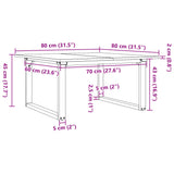 Coffee Table O-Frame 80x80x45 cm Solid Wood Pine and Steel 3282663