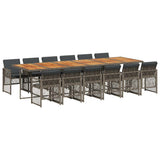 13 Piece Garden Dining Set with Cushions Grey Poly Rattan 3210770