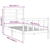 Bed Frame without Mattress White 100x200 cm Solid Wood Pine 3107604