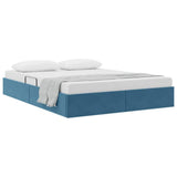Storage Bed with Mattress Dark Blue 140 x 200 cm Velvet 3370104