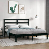 Bed Frame without Mattress Black 140x190 cm Solid Wood Pine 3104917